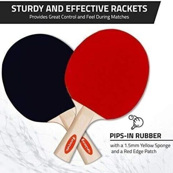 Harvil Leather/Wood 4-Player Table Tennis Racket Set with Conversion Top NS259 - Picture 5 of 7